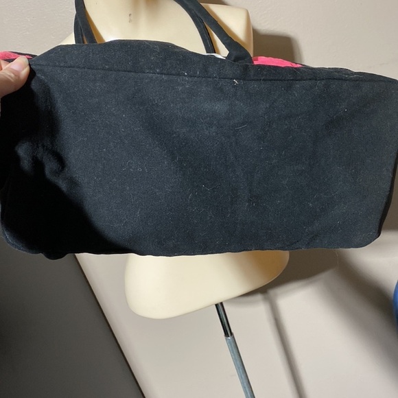 Victoria Secret Tote Bag Large Canvas Pink Black​​​ - Picture 4 of 6
